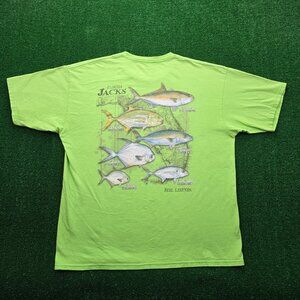 Reel Legends Tshirt Mens XL Green Florida‎ Jacks Short Sleeve Fishing Amberjack